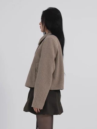 Ar Stripe Ribbon Pocket Mini Short Coat