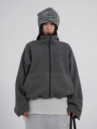 Doa Big Pocket Contrast Fleece Zip-Up
