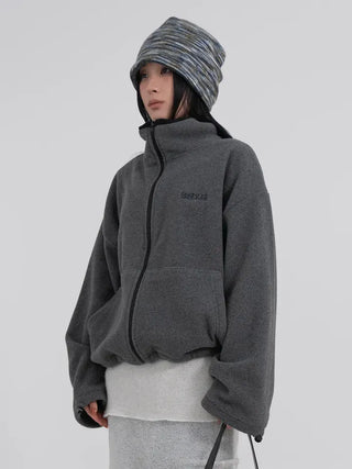 Doa Big Pocket Contrast Fleece Zip-Up