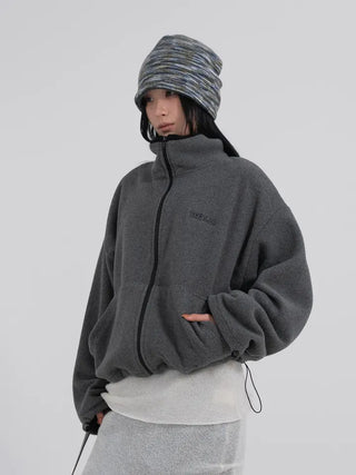 Doa Big Pocket Contrast Fleece Zip-Up
