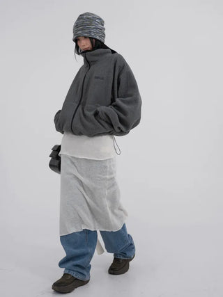 Doa Big Pocket Contrast Fleece Zip-Up