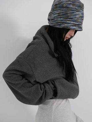 Doa Big Pocket Contrast Fleece Zip-Up