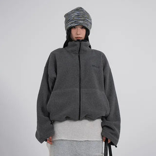 Doa Big Pocket Contrast Fleece Zip-Up