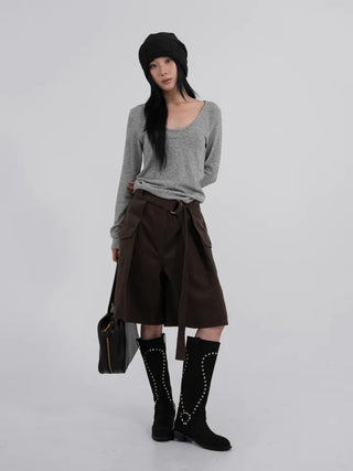 Rio Belted Wide Half Pants