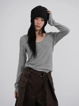 Raon Deep U-Neck Wool Angora Tee