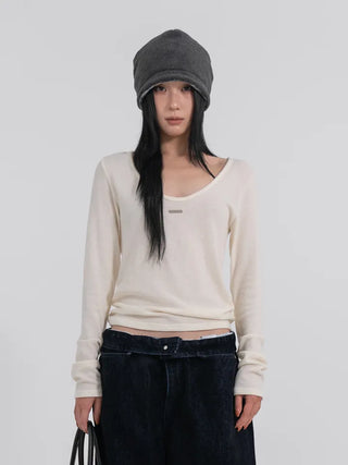 Raon Deep U-Neck Wool Angora Tee