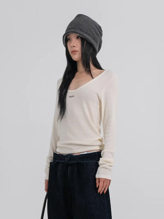 Raon Deep U-Neck Wool Angora Tee