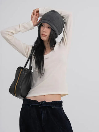 Raon Deep U-Neck Wool Angora Tee