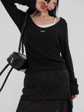 Raon Deep U-Neck Wool Angora Tee