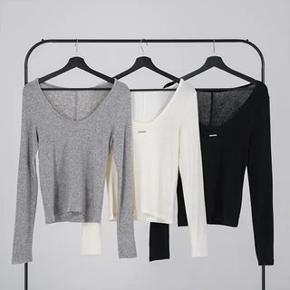 Raon Deep U-Neck Wool Angora Tee