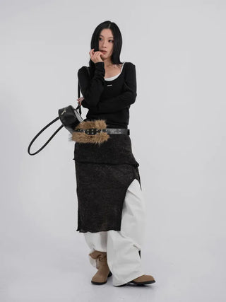 Raon Deep U-Neck Wool Angora Tee
