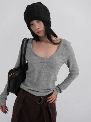 Raon Deep U-Neck Wool Angora Tee