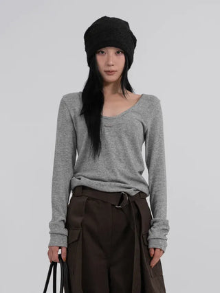 Raon Deep U-Neck Wool Angora Tee