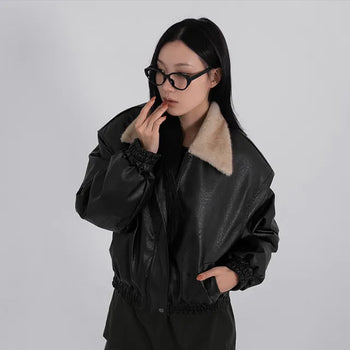 Flo Fox Fur Leather Padded Jacket