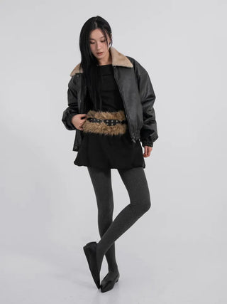 Flo Fox Fur Leather Padded Jacket