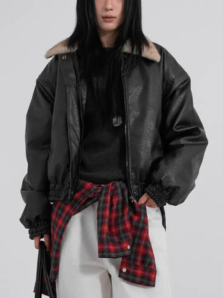 Flo Fox Fur Leather Padded Jacket