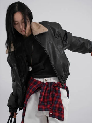 Flo Fox Fur Leather Padded Jacket