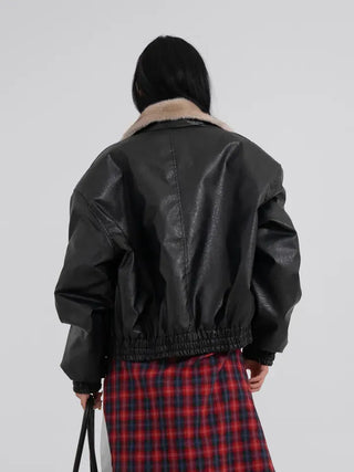 Flo Fox Fur Leather Padded Jacket