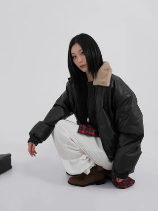 Flo Fox Fur Leather Padded Jacket