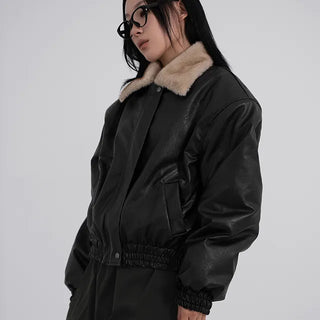 Flo Fox Fur Leather Padded Jacket