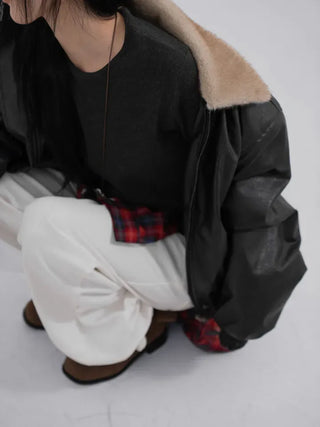 Flo Fox Fur Leather Padded Jacket