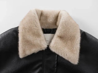 Flo Fox Fur Leather Padded Jacket