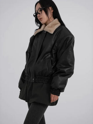 Flo Fox Fur Leather Padded Jacket