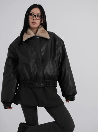Flo Fox Fur Leather Padded Jacket