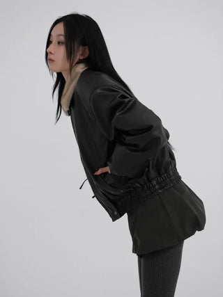 Flo Fox Fur Leather Padded Jacket