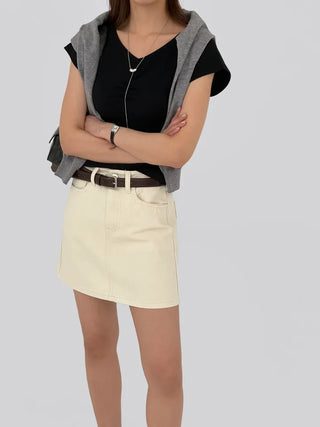 Jayna V-Neck Shirred Short Sleeve Tee