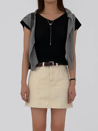 Jayna V-Neck Shirred Short Sleeve Tee