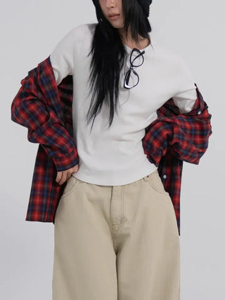 Mua Hippie Plaid Boxy Shirt