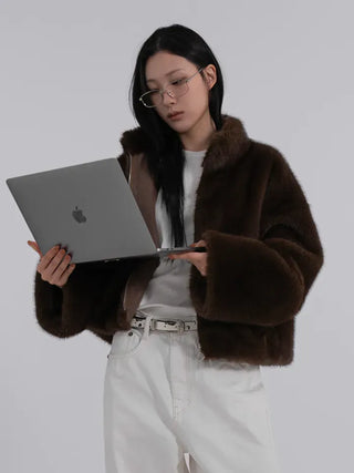 Lea Soft Diamond Fur Zip-up
