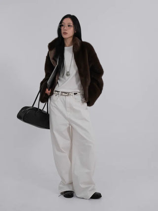 Lea Soft Diamond Fur Zip-up