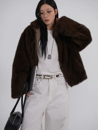Lea Soft Diamond Fur Zip-up
