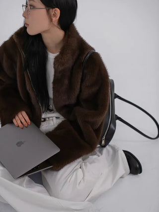 Lea Soft Diamond Fur Zip-up