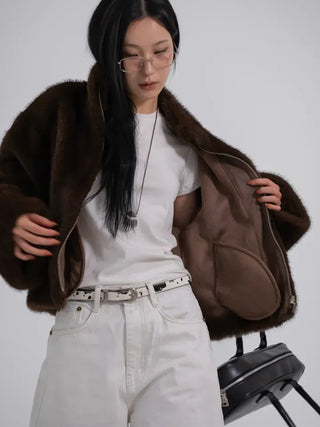 Lea Soft Diamond Fur Zip-up
