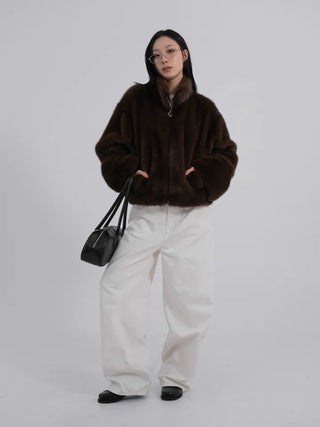 Lea Soft Diamond Fur Zip-up