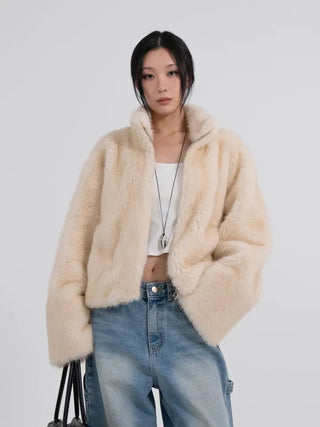 Lea Soft Diamond Fur Zip-up