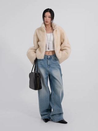 Lea Soft Diamond Fur Zip-up