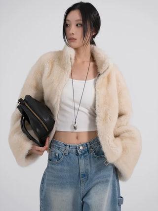 Lea Soft Diamond Fur Zip-up