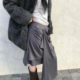 Natural Draping Point Midi Skirt