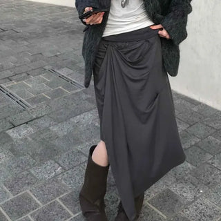 Natural Draping Point Midi Skirt