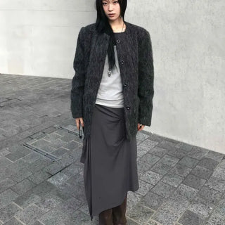 Natural Draping Point Midi Skirt