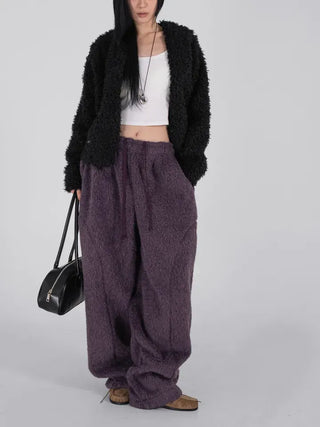 Ano Fluffy Round Buttonless Fur Jacket