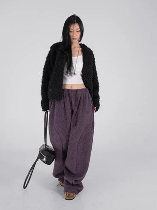 Ano Fluffy Round Buttonless Fur Jacket