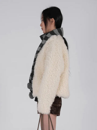 Ano Fluffy Round Buttonless Fur Jacket