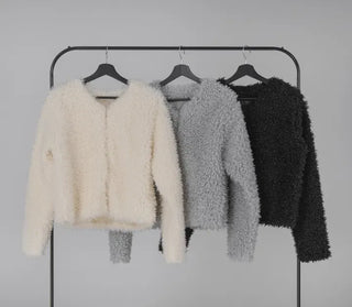 Ano Fluffy Round Buttonless Fur Jacket