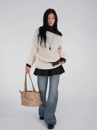 Lor Soft Loose Fit Knit Off-Sweat Sweater