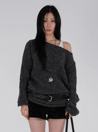Lor Soft Loose Fit Knit Off-Sweat Sweater